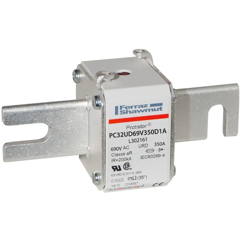 Square Body High-Speed Fuse Protistor® Size 32 aR 690VAC IEC 700VAC UL 350A With Striker DIN 110 Blades