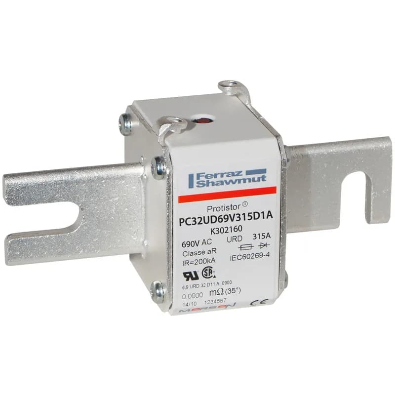 Square Body High-Speed Fuse Protistor® Size 32 aR 690VAC IEC 700VAC UL 315A With Striker DIN 110 Blades