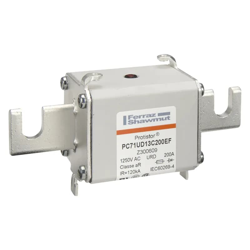 Square Body High-Speed Fuse Protistor® Size 71 aR 1250VAC IEC 1300VAC UL 200A With Striker Open Slot Blades