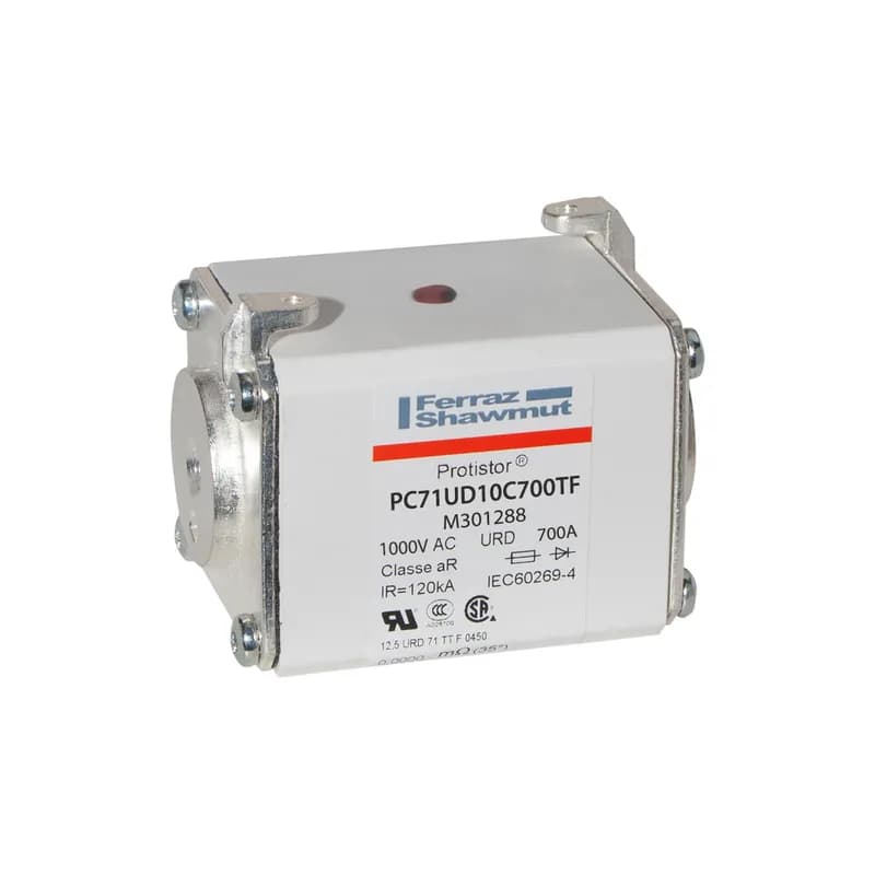 Mersen M301288 - Square Body High-Speed Fuse Protistor® Size 71 aR 1000VAC IEC 1100VAC UL 700A With Striker Flush ends metric threads