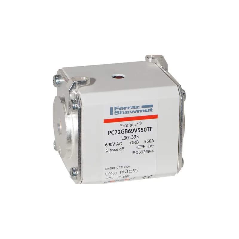 Square Body High-Speed Fuse Protistor® Size 72 gR 690VAC IEC 550A With Striker Flush ends metric threads
