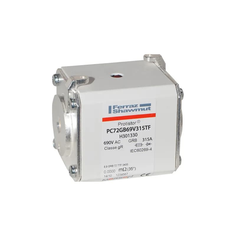 Mersen H301330 - Square Body High-Speed Fuse Protistor® Size 72 gR 690VAC IEC 315A With Striker Flush ends metric threads
