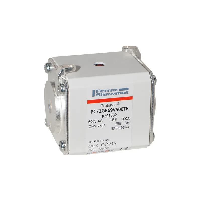 Square Body High-Speed Fuse Protistor® Size 72 gR 690VAC IEC 500A With Striker Flush ends metric threads