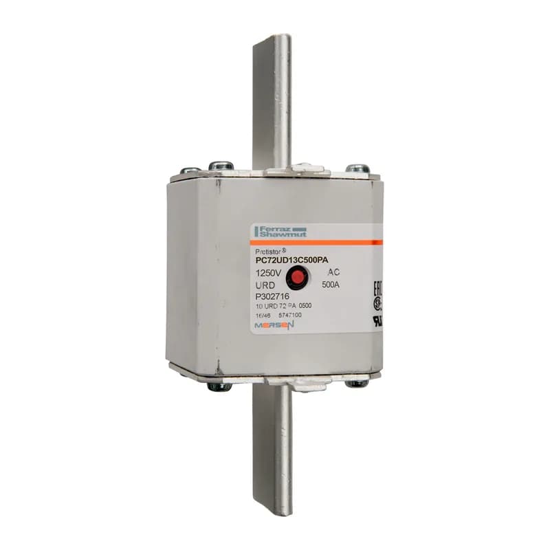 Square Body High-Speed Fuse Protistor® Size 72 aR 1250VAC IEC 1300VAC UL 500A With Striker Plain Blades