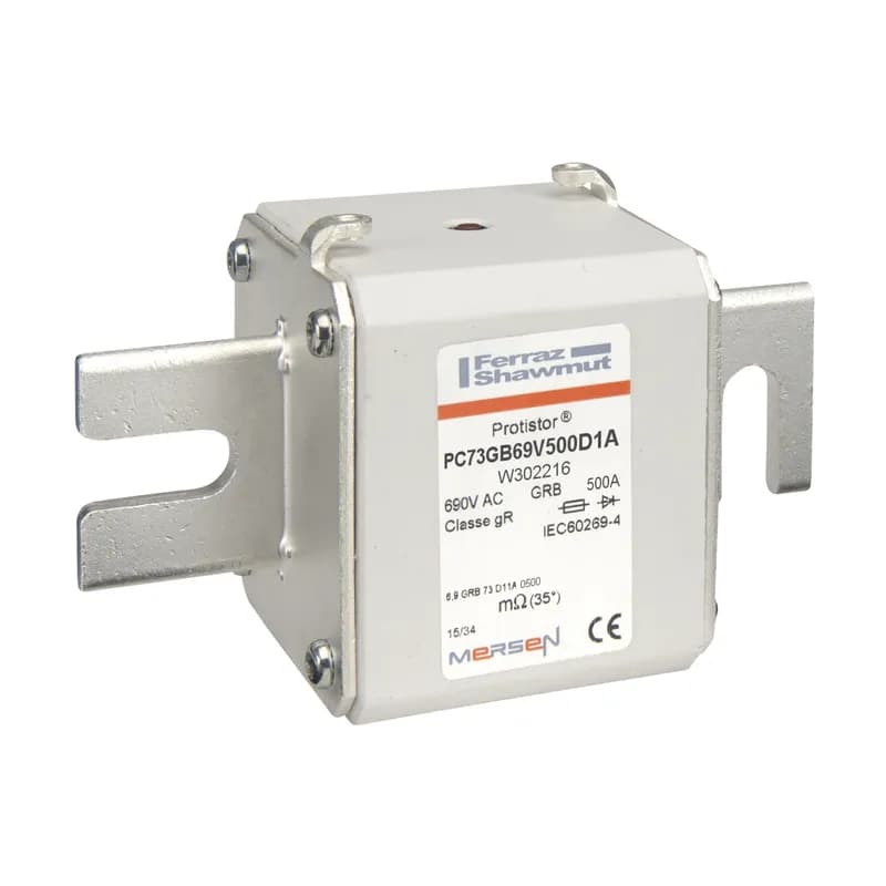Mersen W302216 - Square Body High-Speed Fuse Protistor® Size 73 gR 690VAC IEC 500A With Striker DIN 110 Blades