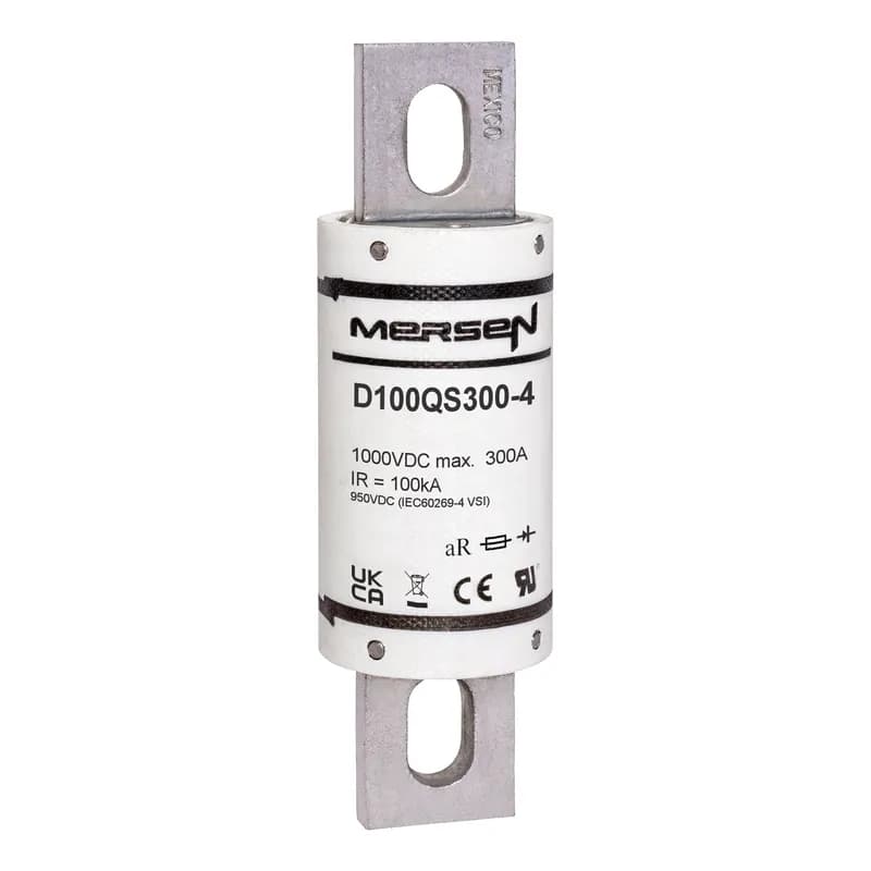 Mersen D100QS300-4 - DC Round Body Fuse 1000VDC UL 300A Max.Bolted