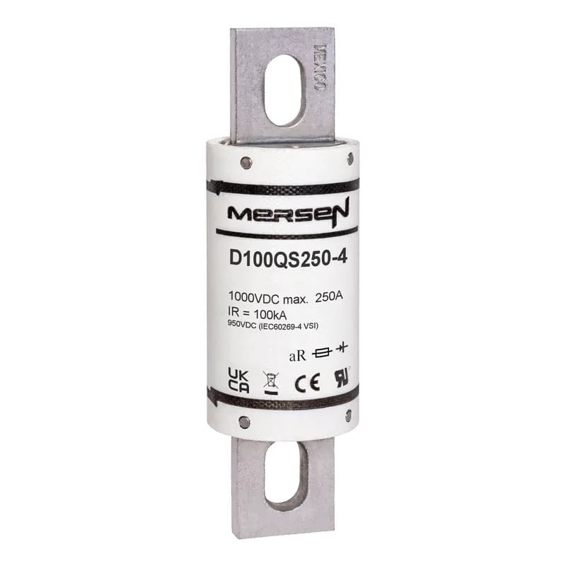 Mersen D100QS250-4 - DC Round Body Fuse 1000VDC UL 250A Max.Bolted