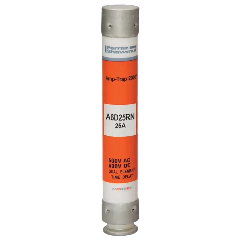 Mersen A6D25RN - Fuse A6D-R - Class RK1 - Time-Delay 600VAC 600VDC 25A Ferrule Amp-Trap 2000®