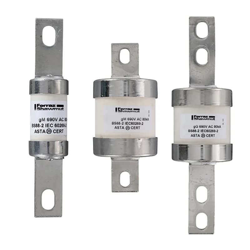 British Standard fuse-link IEC BS88 gM Type C1 690VAC 460VDC 250A BTM Central Bolted Tag
