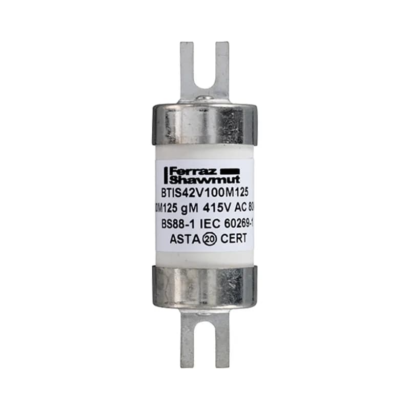 British Standard fuse-link IEC BS88 gM Type A3 415VAC 240VDC 100M125A BTIS Offset Tag