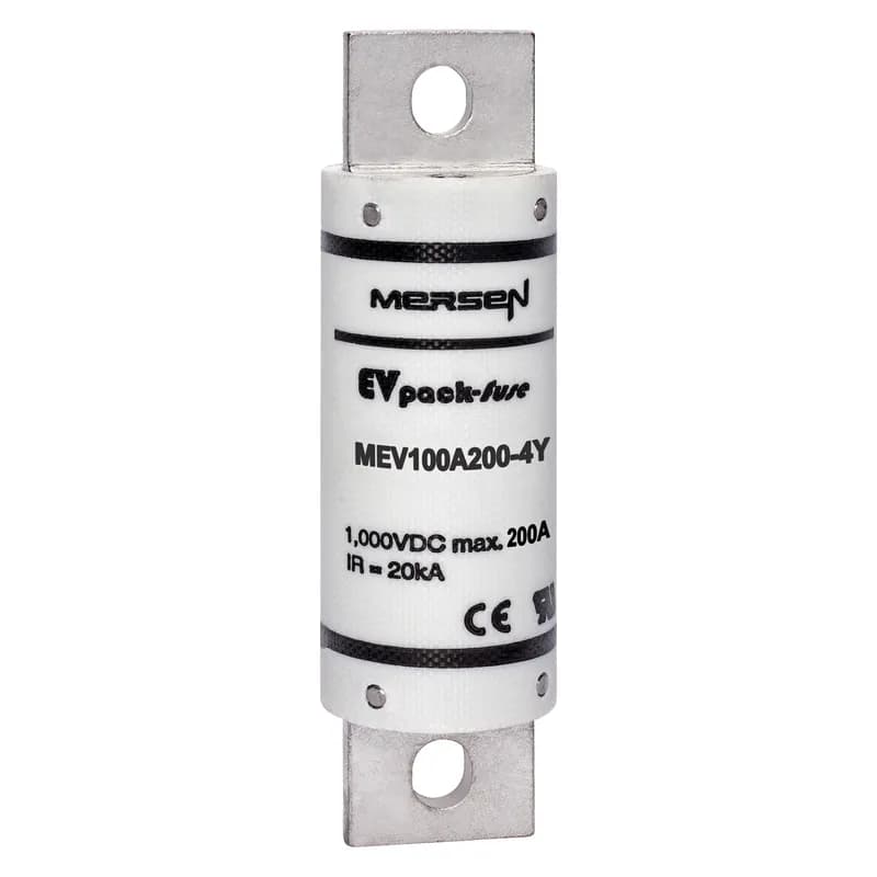 Mersen MEV100A200-4Y - EVpack Fuse 1000VDC UL 200A Max. Rated Breaking Capacity DC: 20 kA @ 1000 V L/R ≤ 1 ms M8 Bolted
