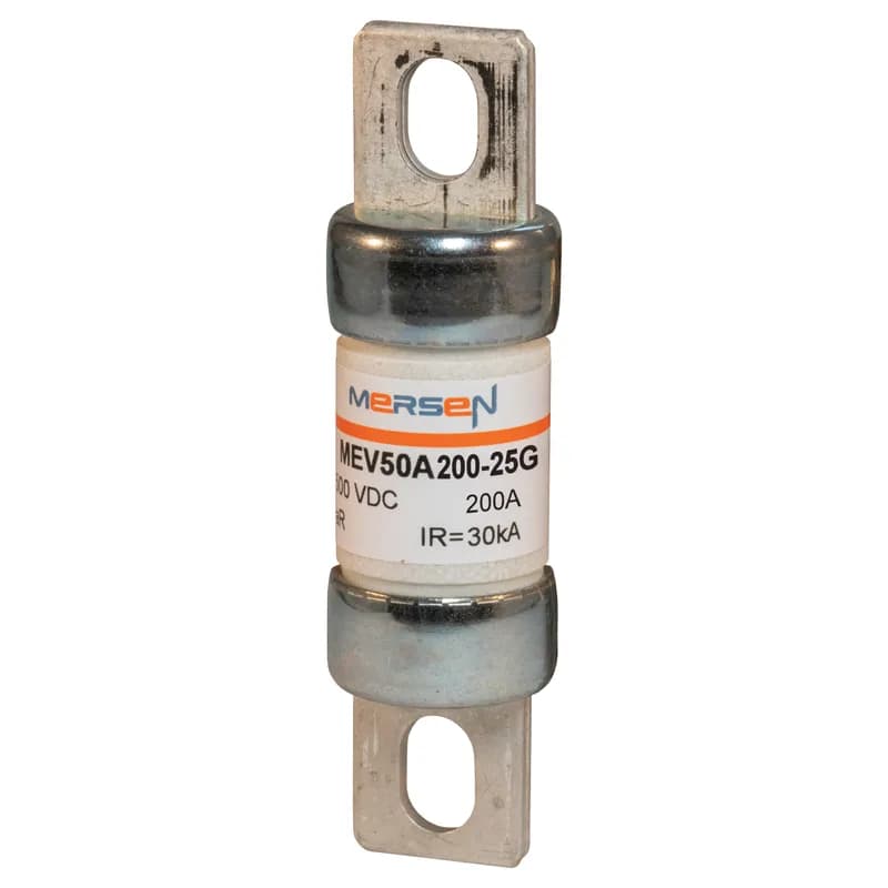 EVpack Fuse 500VDC UL 500VDC IEC 200A Size 25G Max. Rated Breaking Capacity DC: 30 kA @ 500 V, L/R ≤ 2.5 ms Bolted