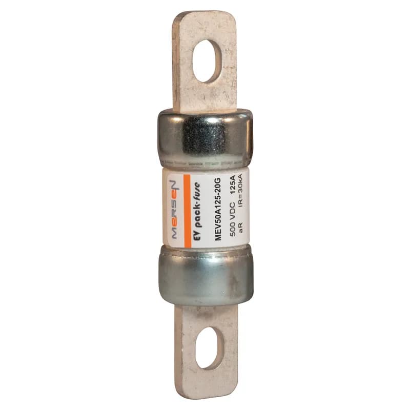 EVpack Fuse 500VDC UL 500VDC IEC 125A Size 20G Max. Rated Breaking Capacity DC: 30 kA @ 500 V, L/R ≤ 2.5 ms Bolted