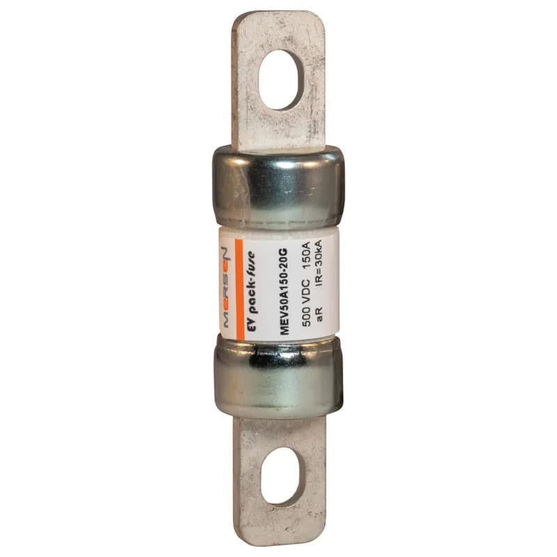 EVpack Fuse 500VDC UL 500VDC IEC 150A Size 20G Max. Rated Breaking Capacity DC: 30 kA @ 500 V, L/R ≤2.5 ms Bolted