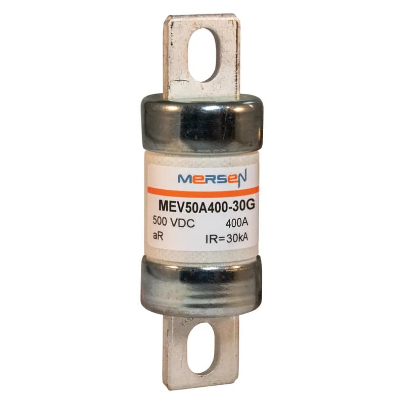 EVpack Fuse 500VDC UL 500VDC IEC 400A Size 30G Max. Rated Breaking Capacity DC: 30 kA @ 500 V, L/R ≤ 2.5 ms Bolted