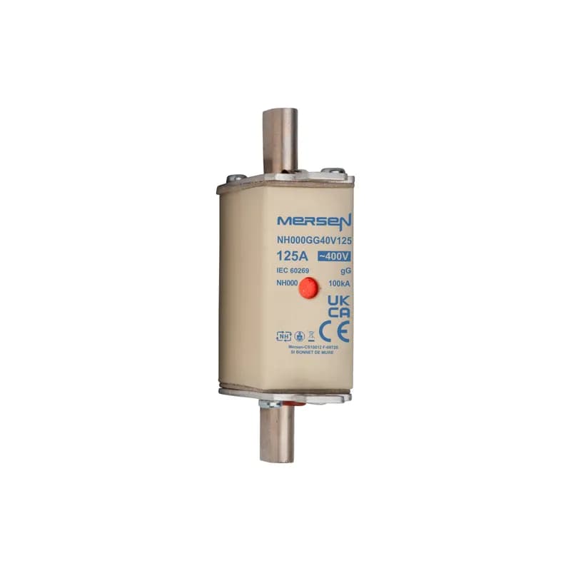 DIN NH Standard fuse-link gG Size NH000 400VAC 125A Double indicator Body width 21mm