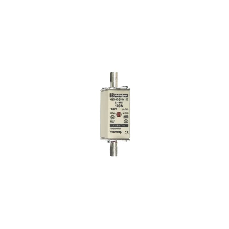 Mersen B219122C - DIN NH Standard fuse-link gG Size NH000 500VAC 250VDC 100A live tags Double quantity 3 Body width 21mm