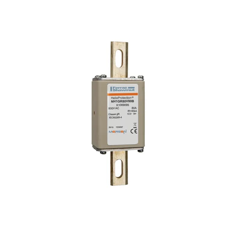 Mersen K1069095 - Photovoltaic fuse gR 800VAC IEC Size NH1 80A With DIN Type Blades For Clip