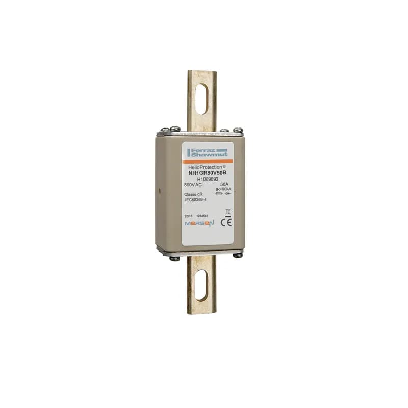 Photovoltaic fuse gR 800VAC IEC Size NH1 50A With DIN Type Blades For Clip