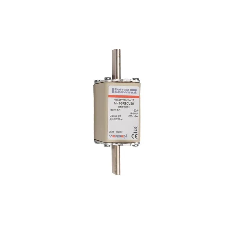 Mersen R1069101 - Photovoltaic fuse gR 800VAC IEC Size NH1 50A With Plain Blades For Clip