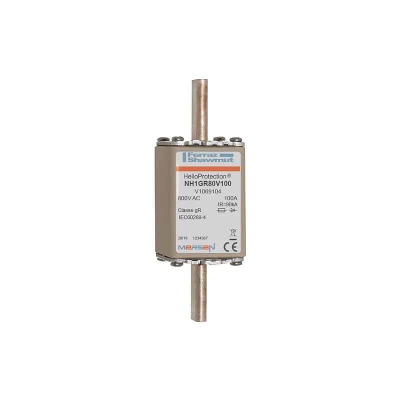 Mersen V1069104 - Photovoltaic fuse gR 800VAC IEC Size NH1 100A With Plain Blades For Clip