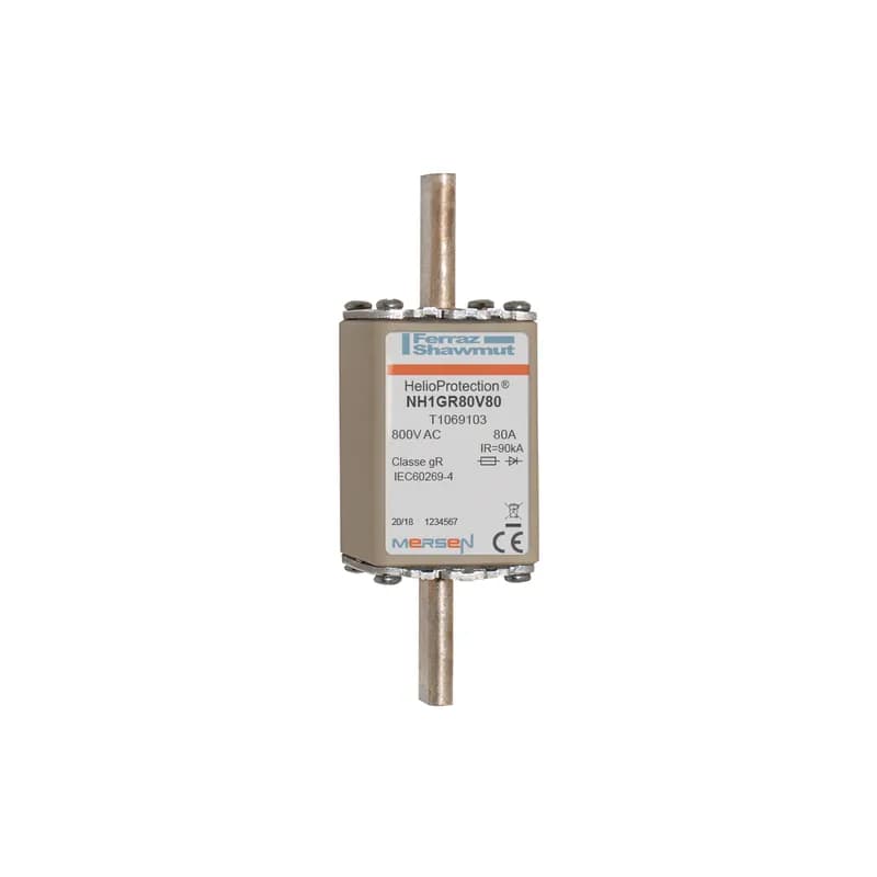 Mersen T1069103 - Photovoltaic fuse gR 800VAC IEC Size NH1 80A With Plain Blades For Clip