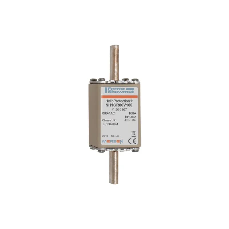 Photovoltaic fuse gR 800VAC IEC Size NH1 160A With Plain Blades For Clip