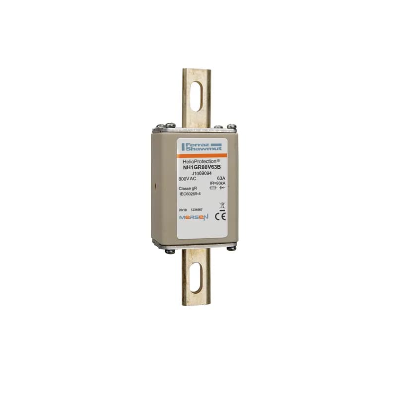Photovoltaic fuse gR 800VAC IEC Size NH1 63A With DIN Type Blades For Clip