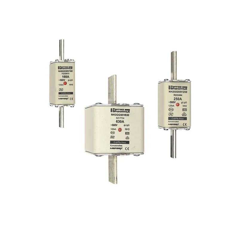 Mersen S1069079 - DIN NH Standard fuse-link gG Size NH3 500VAC 250VDC 80A live tags Double indicator Body width 52 mm