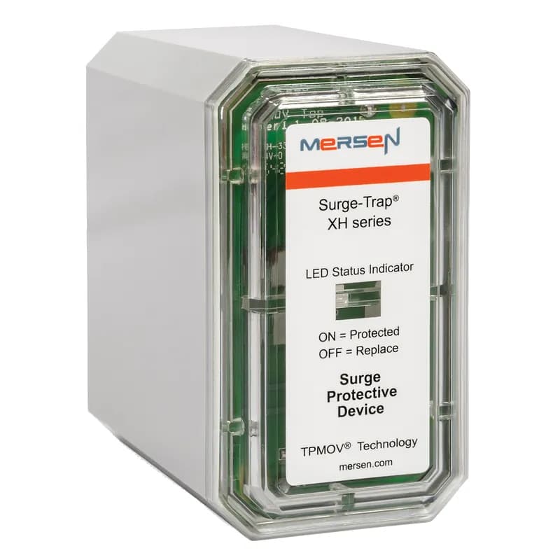 The Mersen Surge-Trap STXH120P07N is a UL Type 1 listed surge protective device (SPD) designed for 120/240VAC split phase applications. It fully complies with UL1449 5th Edition standards, ensuring robust protection for your electrical systems. Equipped with Mersen's proprietary TPMOV® technology, the STXH120P07N offers superior safety and reliability, making it a standout choice in its class. Its compact design facilitates easy installation, particularly in space-constrained environments. This SPD is ideally suited for protecting HVAC systems and can be directly attached to air conditioning disconnect switches, providing targeted surge suppression where it's most needed. SKU: STXH120P07N. Manufacturer: Mersen.