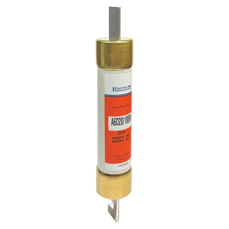 Mersen A6D20/100RN - Fuse A6D-R - Reducer Fuses - Class RK1 - Time-Delay 600VAC 600VDC 20A Blade Amp-Trap 2000®