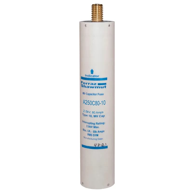 Medium Voltage Capacitor Fuse 2500VAC 80A Male To Female Stud Visual Indicator Amp-Trap®