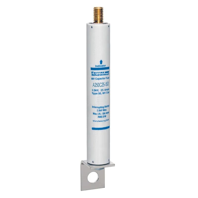 Medium Voltage Capacitor Fuse 2500VAC 25A Male Stud To L Bracket Visual Indicator Amp-Trap®