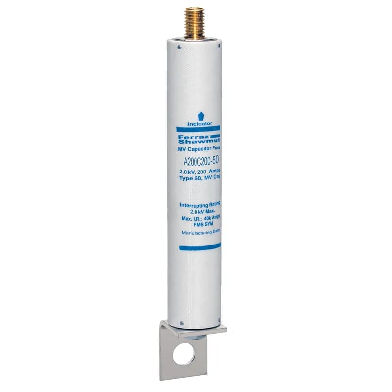Medium Voltage Capacitor Fuse 2000VAC 200A Male Stud To L Bracket Visual Indicator Amp-Trap®