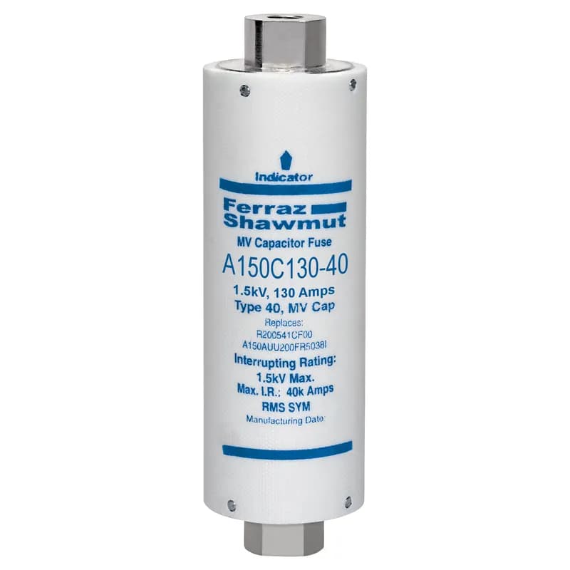 Mersen A150C130-40 - Medium Voltage Capacitor Fuse 1500VAC 130A Female To Female Tube Visual Indicator Amp-Trap®