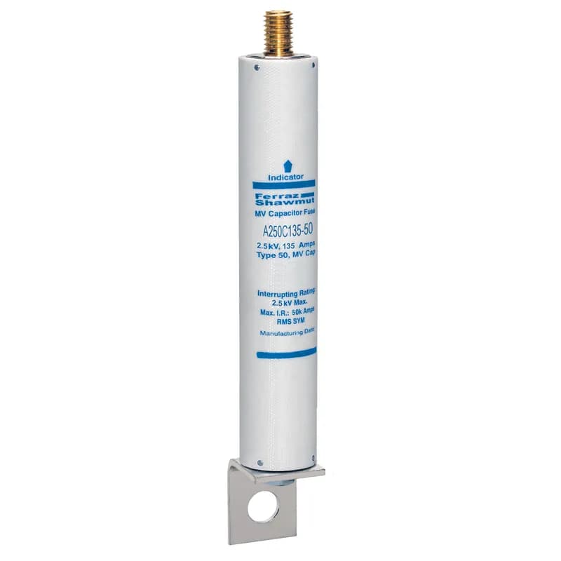Medium Voltage Capacitor Fuse 2500VAC 135A Male Stud To L Bracket Visual Indicator Amp-Trap®