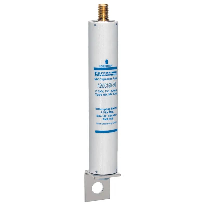 Medium Voltage Capacitor Fuse 2500VAC 150A Male Stud To L Bracket Visual Indicator Amp-Trap®