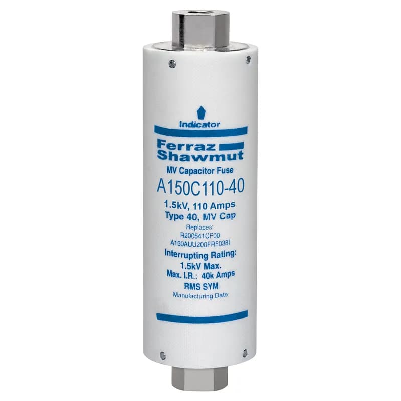 Mersen A150C110-40 - Medium Voltage Capacitor Fuse 1500VAC 110A Female To Female Tube Visual Indicator Amp-Trap®