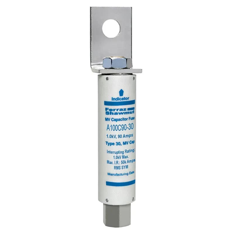 Medium Voltage Capacitor Fuse 1000VAC 90A Female Stud To L Bracket Visual Indicator Amp-Trap®