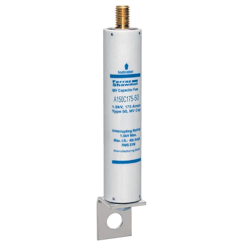 Medium Voltage Capacitor Fuse 1500VAC 175A Male Stud To L Bracket Visual Indicator Amp-Trap®