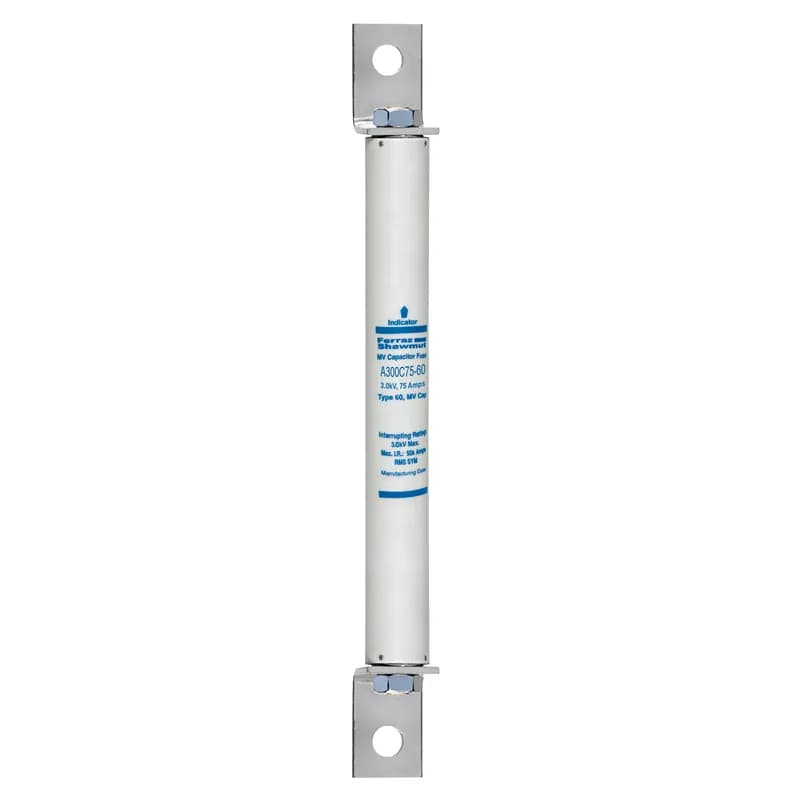Mersen A300C75-60 - Medium Voltage Capacitor Fuse 3000VAC 75A L Bracket To L Bracket Visual Indicator Amp-Trap®