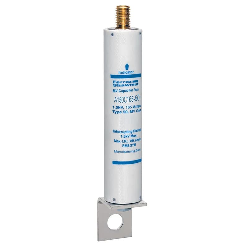 Medium Voltage Capacitor Fuse 1500VAC 165A Male Stud To L Bracket Visual Indicator Amp-Trap®