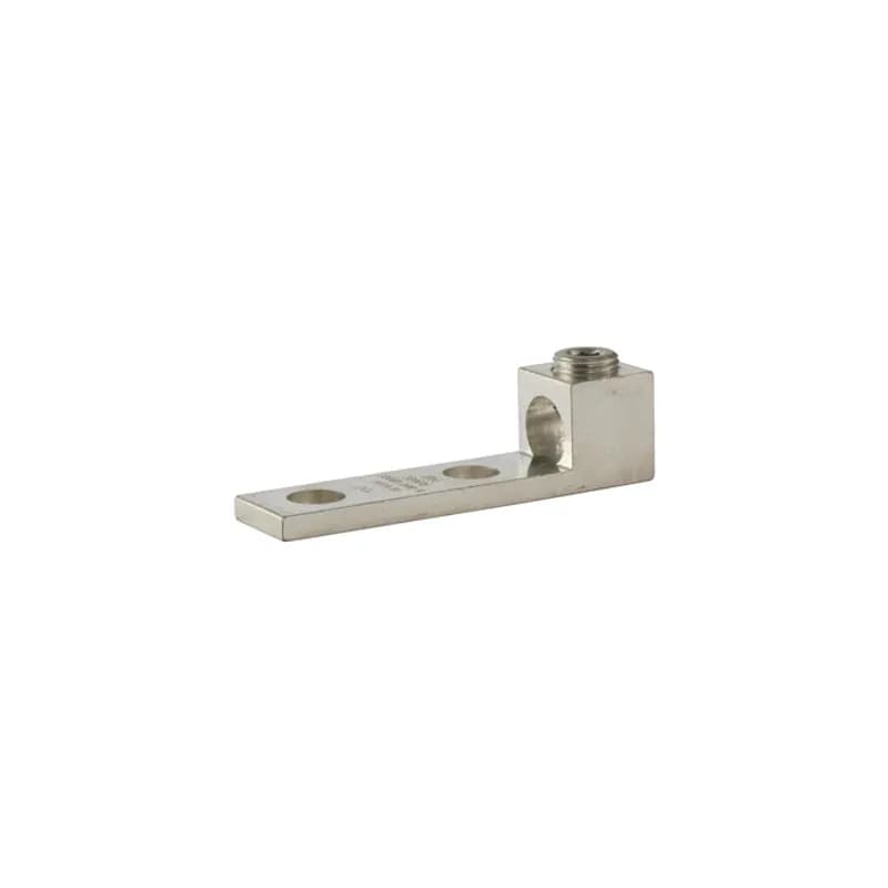 1 Port Panelboard Lug 350 MCM - 6 AWG Panelboard style for multi-conductor with NEMA mounting hole spacing for turn prevent and secureness. Made of 6061T-6 aluminum alloy. Electro-tin plated for low contact resistance. For use with copper or aluminum conductors. Rated 600 volts (2000V max per UL486B). UL 486A/B Listed. Temperature rating 90 degrees C. All hole spacing is NEMA standard of 1.750".