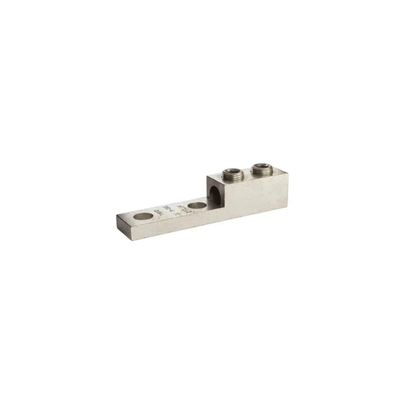 1 Port Panelboard Lug 800 MCM - 350 MCM Large size set screw connectors with multiple mounting holes for a secure, turn-prevent connection. Made of 6061T-6 aluminum alloy. Tin plated for low contact resistance. For use with copper or aluminum conductors. 600V (2000V max, per UL486B). UL 486A/B Listed. Temperature rating 90 degrees C. All hole spacing is NEMA standard of 1.75".