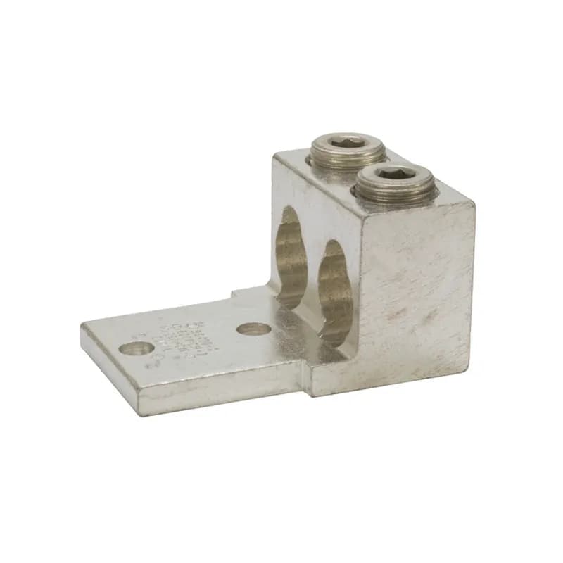 Dual Range Lug Two 250 MCM - 1/0 AWG, Four 250 MCM - 1/0 AWG - 1 Count Dual Range Lugs are set screw connectors that will accept either one or two wires. Made of 6061T-6 aluminum alloy. Electro-pin plated for low contact resistance. For use with copper or aluminum conductors. Rated 600 Volts (2000V max. per UL486B). UL 486A/B Listed. Temperature rating 90 degrees C.