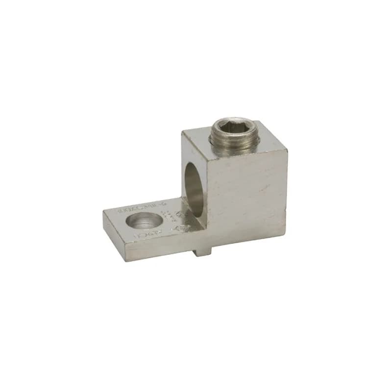 NSI Industries 300TP - Dual Rated Turn Prevent Lug 300 MCM - 6 AWG Dual Rated Turn Prevent Lugs are made of 6061T-6 aluminum alloy. Electro-tin plated for low contact resistance. For use with both copper and aluminum conductors. Rated 600V (2000V max. per UL486B). UL 486A/B Listed. Temperature Rating 90 degrees C.