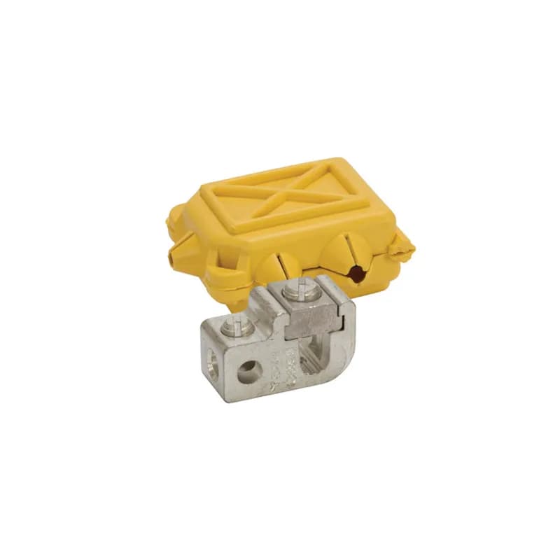 2 AWG Parallel "T" Tap Connector With Cover Excellent for tapping off main conductor without cutting due to lay-in feature. Perpendicular tap allows for parallel or "T" tap configuration. Flexible cover allows for either parallel or "T" tap wire entry. Secure snap cover eliminates need for taping. Electro-tin plated for low contact resistance. Rated 600V. Temperature rating 90 degrees C.