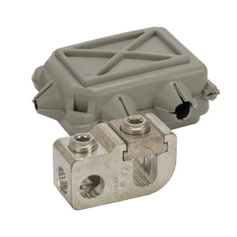 NSI Industries GP-0WC - 1/0 AWG Parallel "T" Tap Connector With Cover: Excellent for tapping off main conductor without cutting due to lay-in feature. Perpendicular tap allows for parallel or "T" tap configuration. Flexible gray cover allows for either parallel or "T" tap wire entry. Secure snap cover eliminates need for taping. Electro-tin plated for low contact resistance. Rated 600V. Temperature rating 90 degrees C.