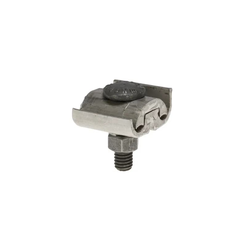 Aluminum Dual Rated Parallel Groove Clamp for 1/0 - 8 SOL Aluminum Dual Rated Parallel Groove Clamps are high strength aluminum extruded alloy fittings assembled with steel or anodized high strength aluminum flat washers for heavy duty service entrance or for use as a heavy duty distribution armor rod clamps. The serrated grooves provide increased contact. Supplied pre-filled with oxide inhibitor. Rated 600V. Temperature rating 90 degrees C.,