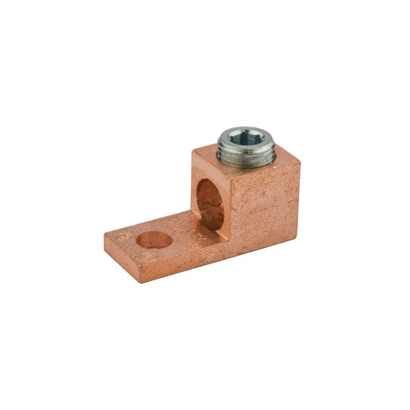 Extruded Copper Single Lug - 4/0-2 AWG with 3/8 Inch Bolt Size is a solid, one-piece copper connector made from extruded copper for superior mechanical strength and excellent performance. Steel Screw. Suitable for use with copper wire only. 600V (2000V max. per UL486B). UL 486A/B Listed Wire Connectors.